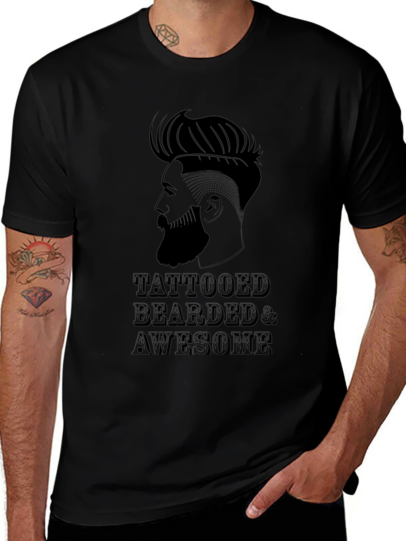 Tattooed Bearded & Awesome Black T-Shirt