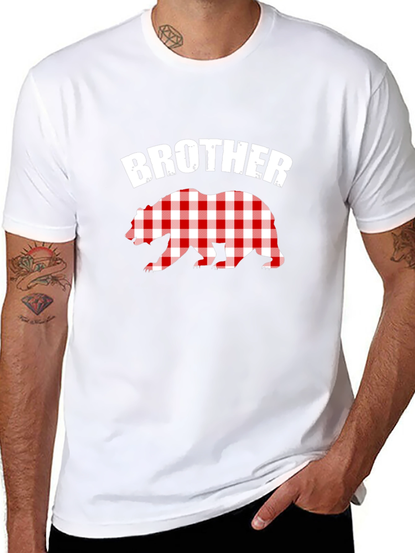 Brother Bear Plaid Graphic Tee - Black