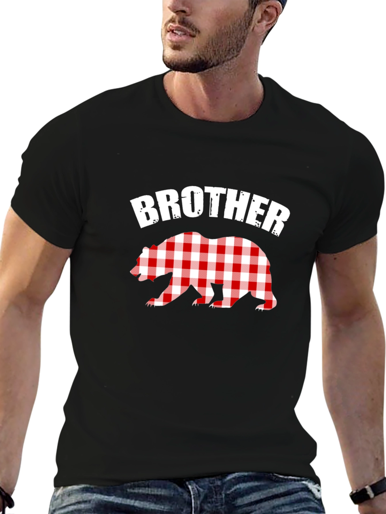 Brother Bear Plaid Graphic Tee - Black
