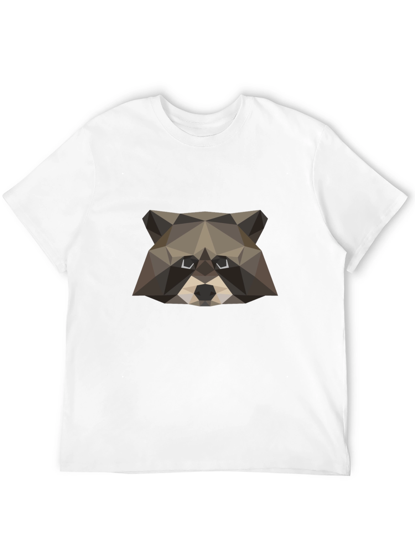 Geometric Raccoon Graphic Tee - Black Crew Neck