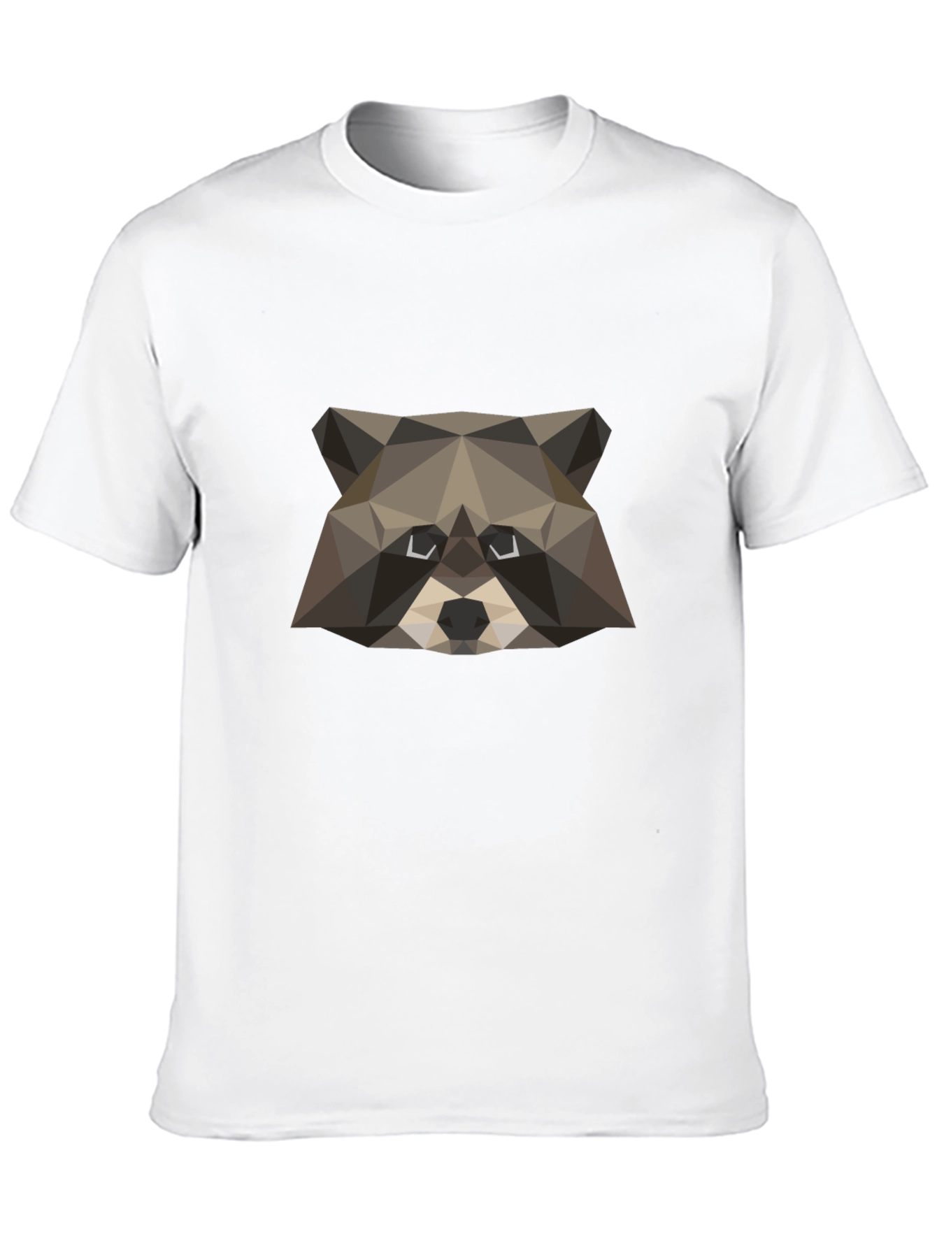Geometric Raccoon Graphic Tee - Black Crew Neck