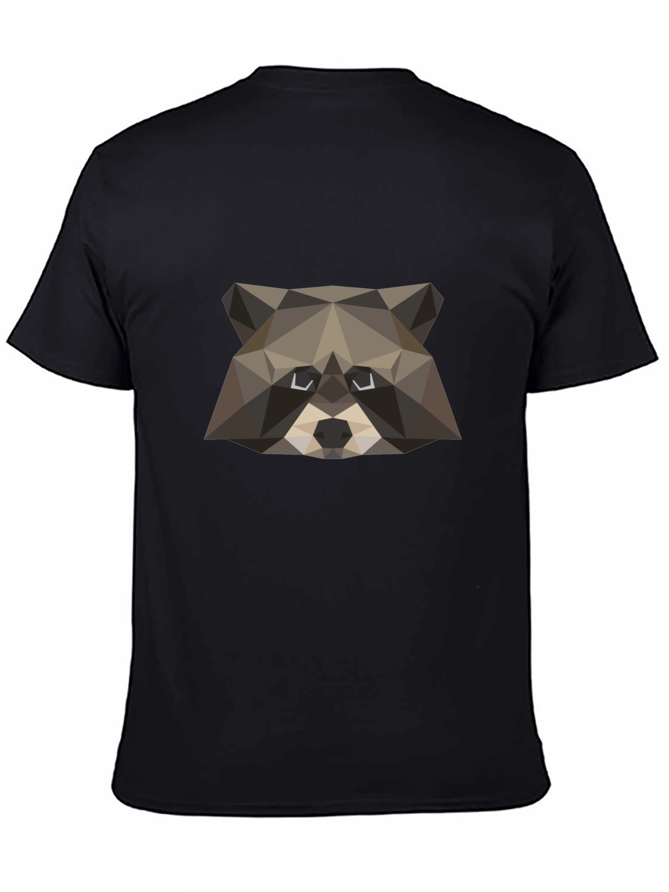 Geometric Raccoon Graphic Tee - Black Crew Neck