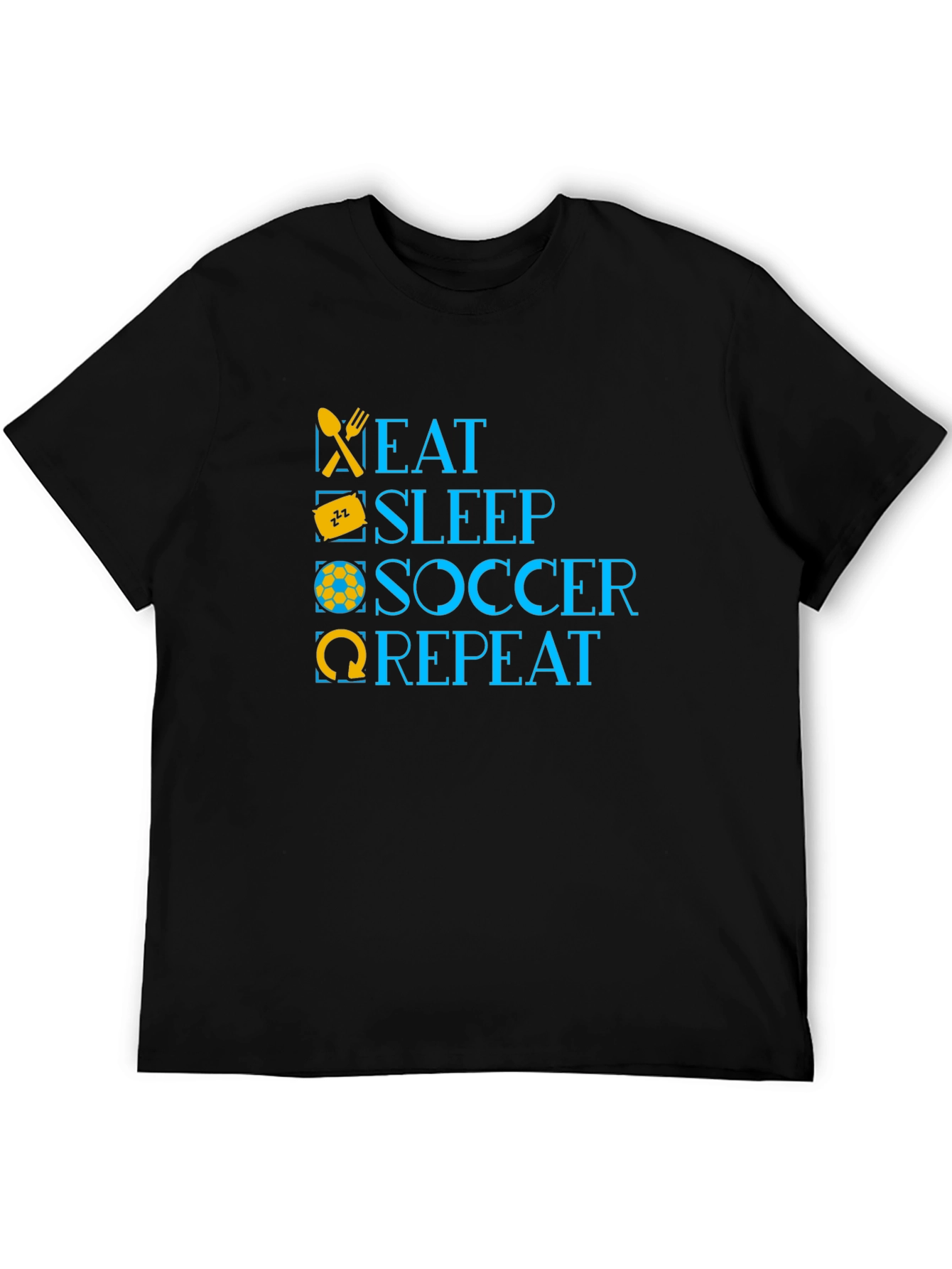 Eat Sleep Soccer Repeat Black T-Shirt