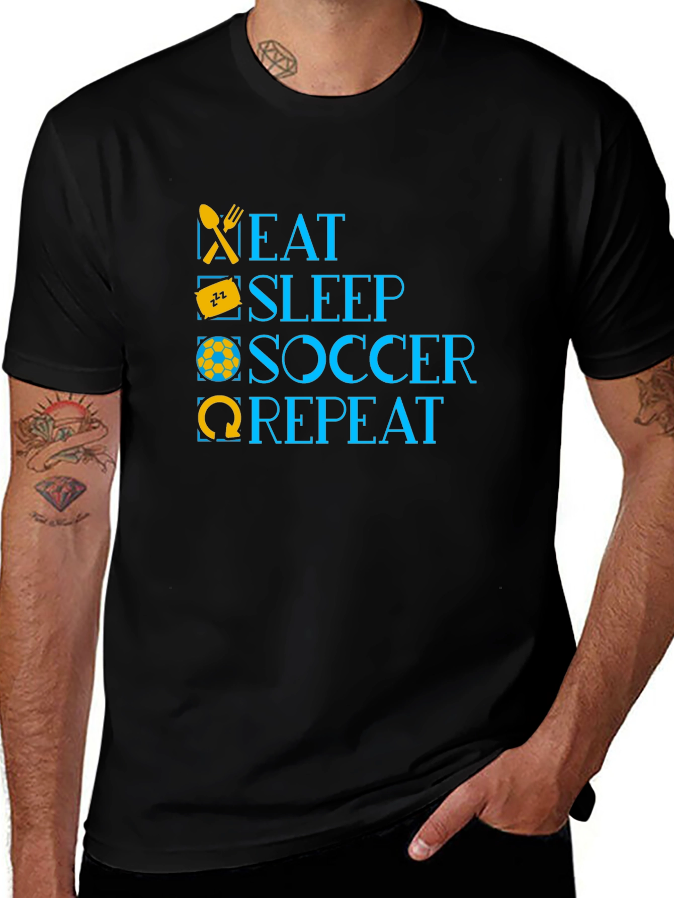 Eat Sleep Soccer Repeat Black T-Shirt