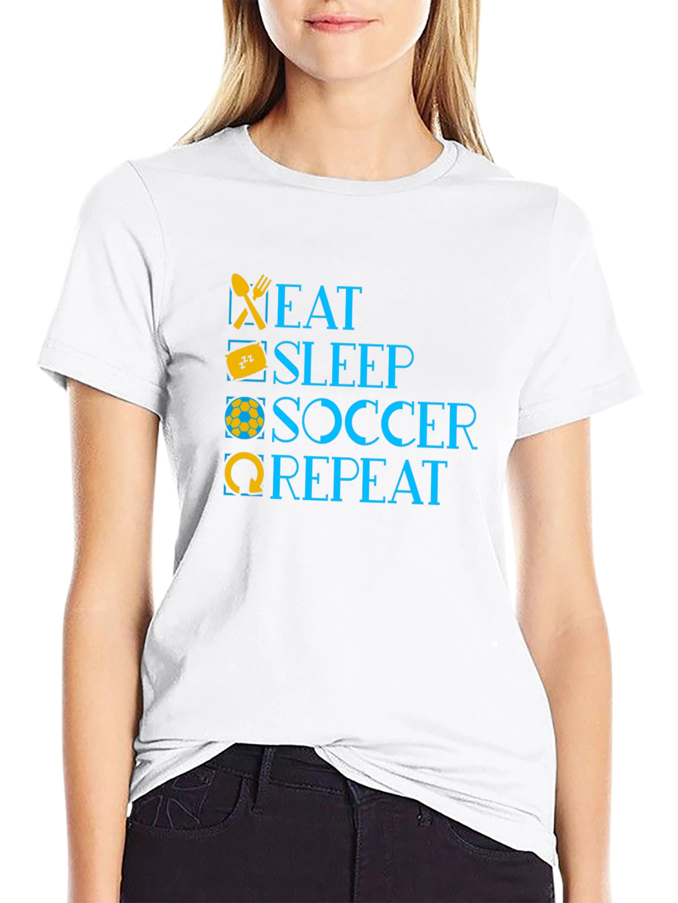 Eat Sleep Soccer Repeat Black T-Shirt