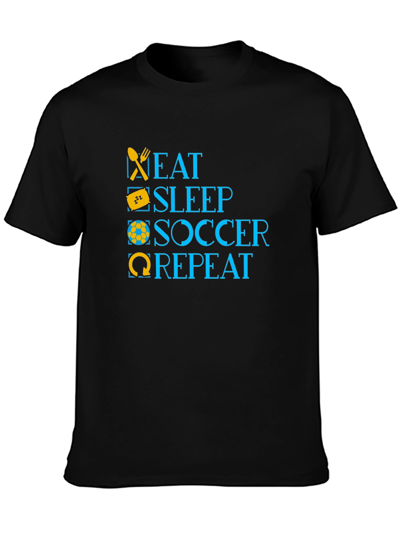 Eat Sleep Soccer Repeat Black T-Shirt