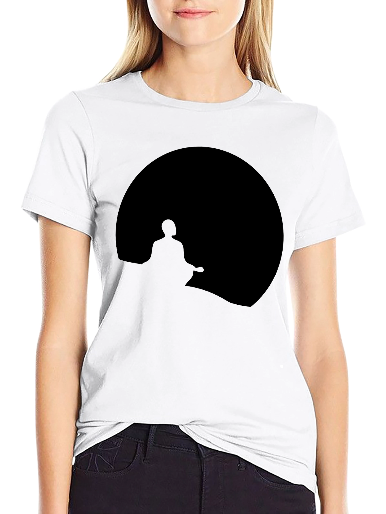 Zen Silhouette Graphic Tee - Black Cotton T-Shirt