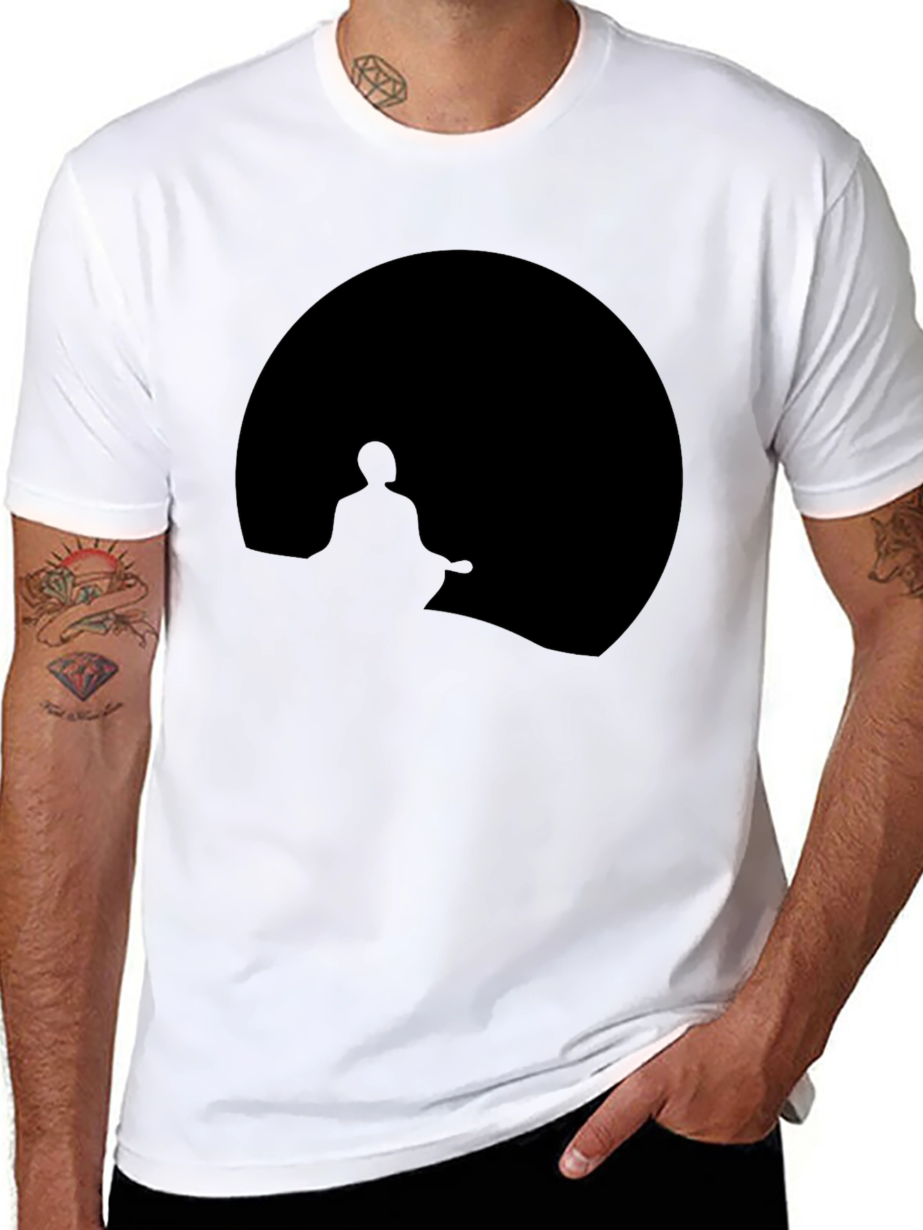 Zen Silhouette Graphic Tee - Black Cotton T-Shirt