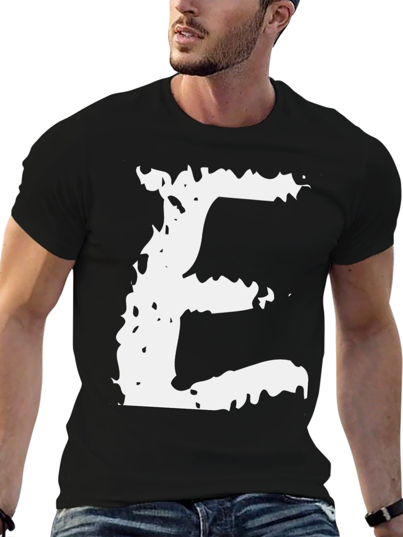 Abstract Letter E Black Tee