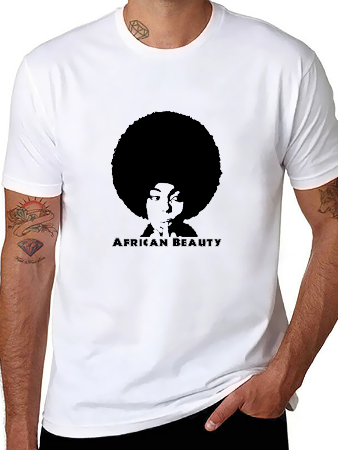 African Beauty Graphic Print Black T-Shirt