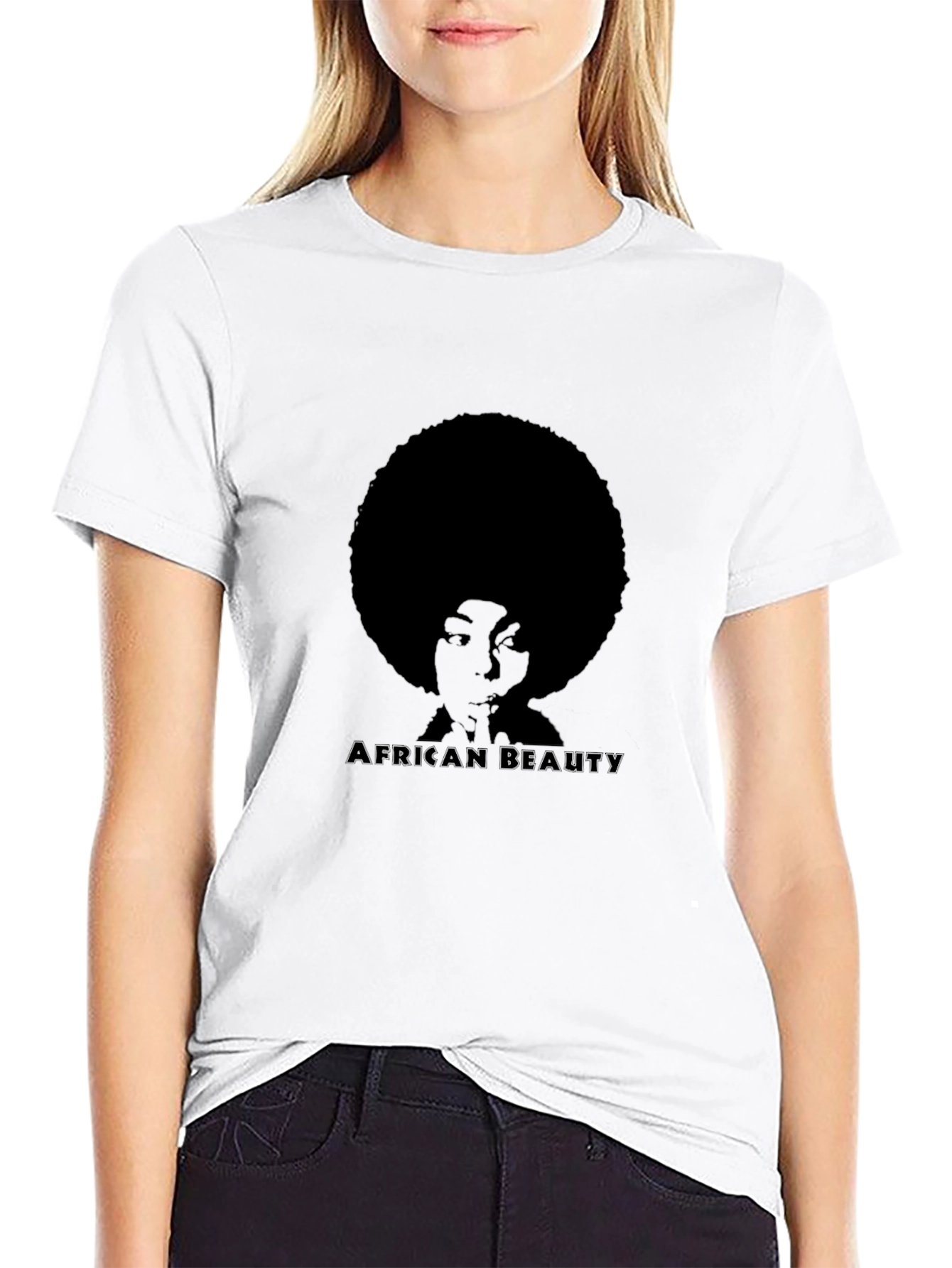 African Beauty Graphic Print Black T-Shirt