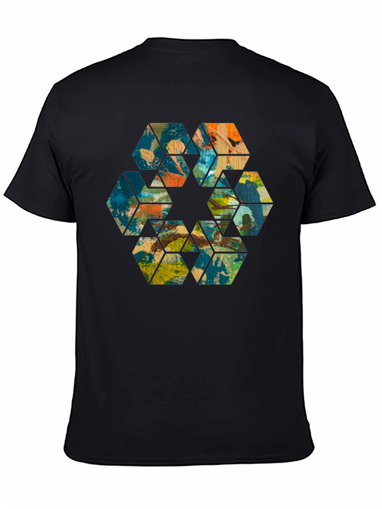Abstract Hexagon Art Black T-Shirt