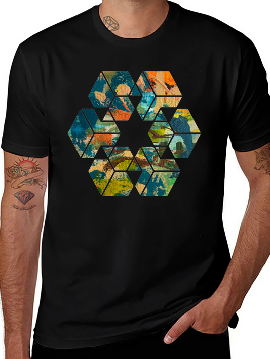 Abstract Hexagon Art Black T-Shirt
