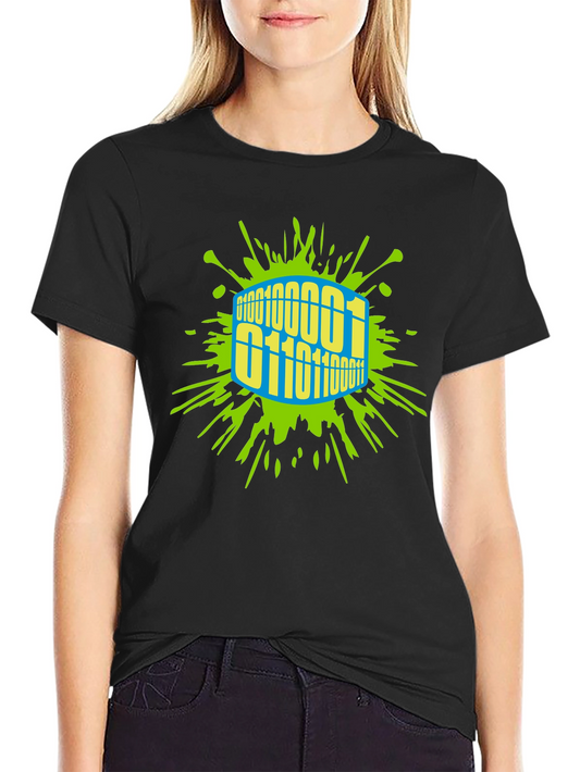 Binary Code Splash T-Shirt - Unique Graphic Tee