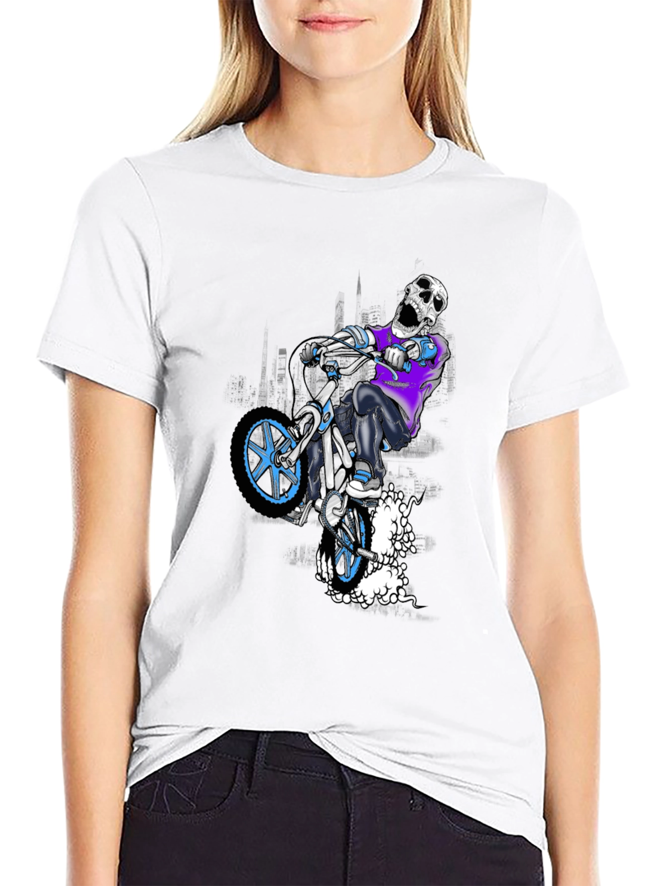 Skull BMX Rider Graphic T-Shirt