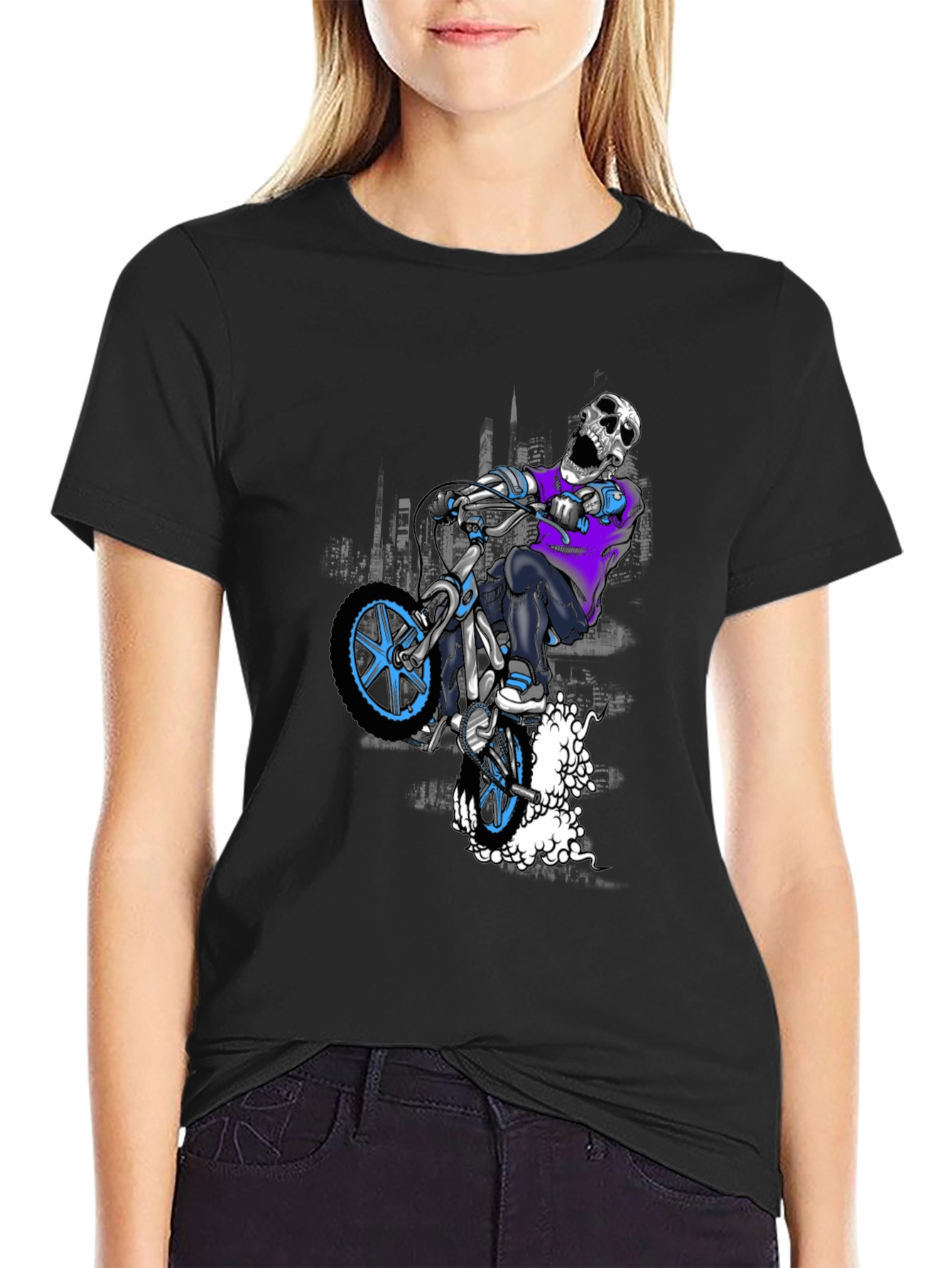 Skull BMX Rider Graphic T-Shirt