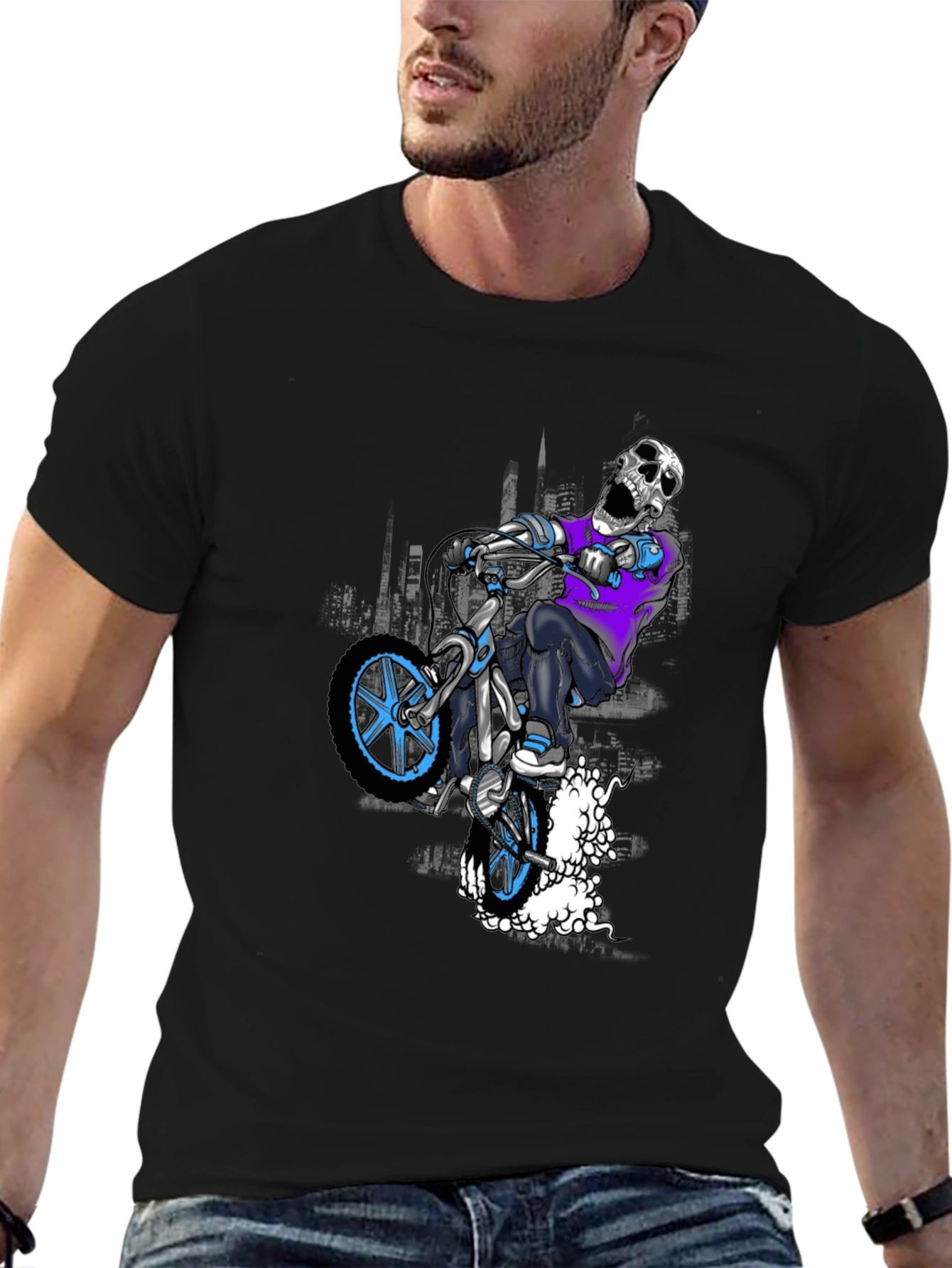 Skull BMX Rider Graphic T-Shirt