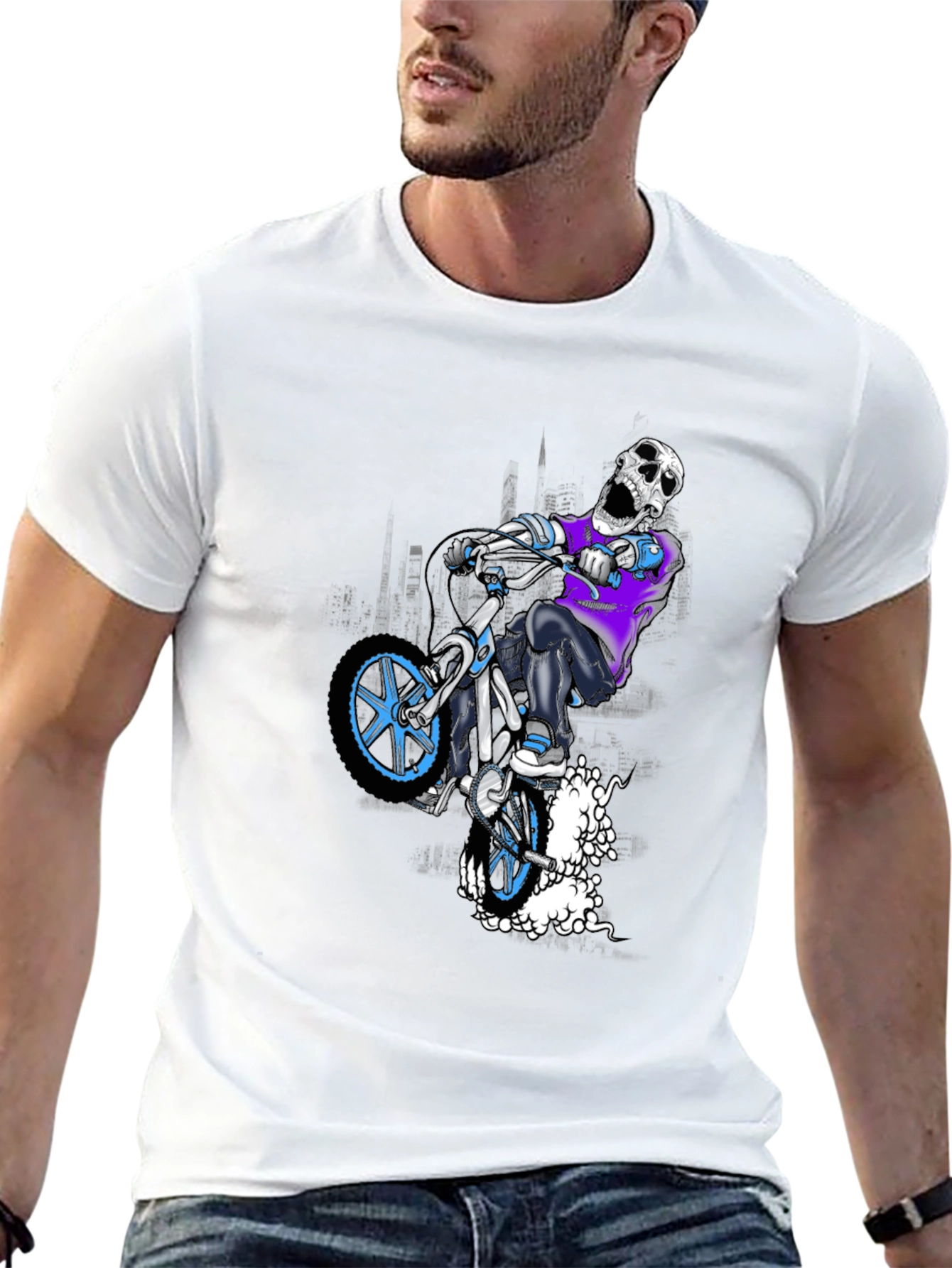 Skull BMX Rider Graphic T-Shirt