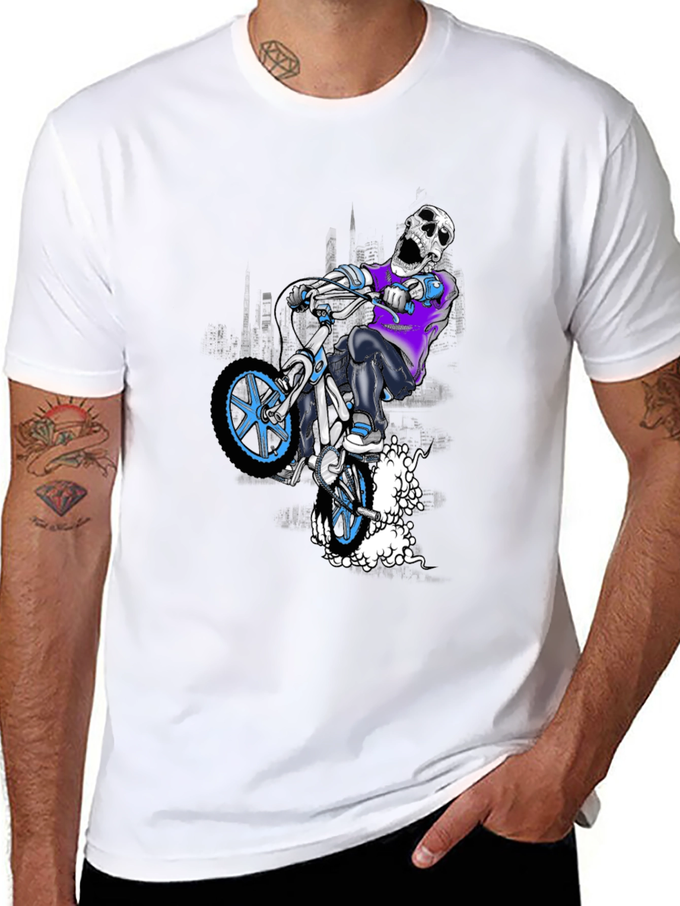 Skull BMX Rider Graphic T-Shirt