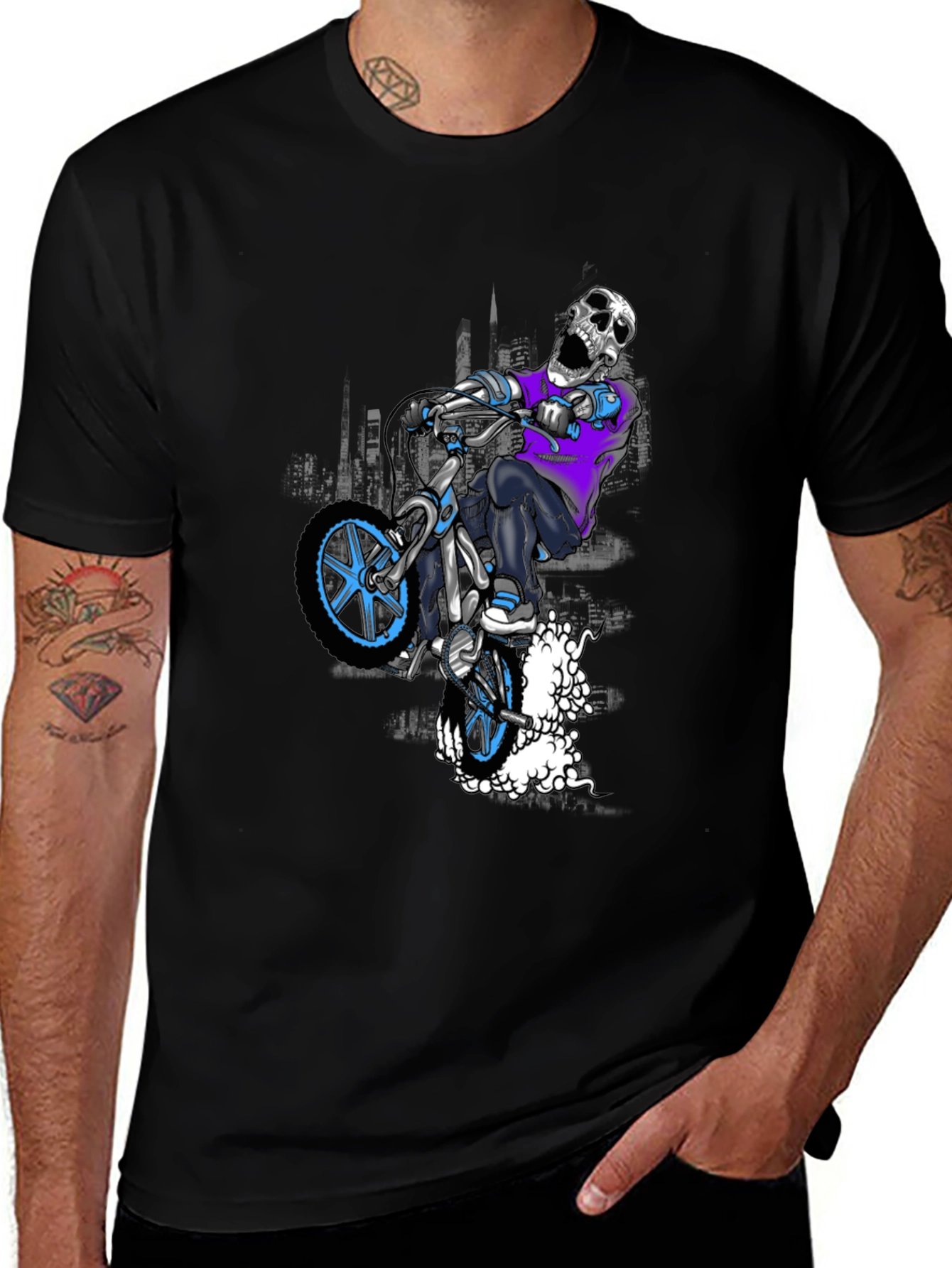 Skull BMX Rider Graphic T-Shirt