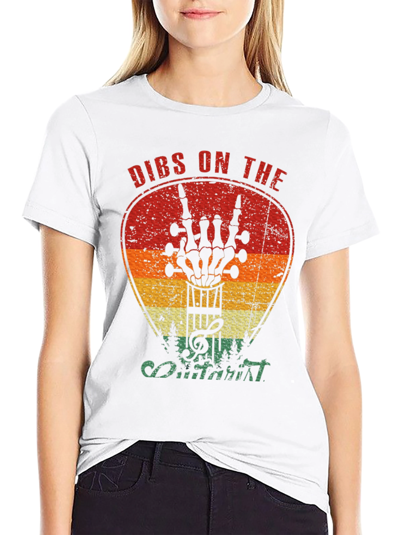Dibs on the Guitarist Skeleton Hand Rock Music T-Shirt