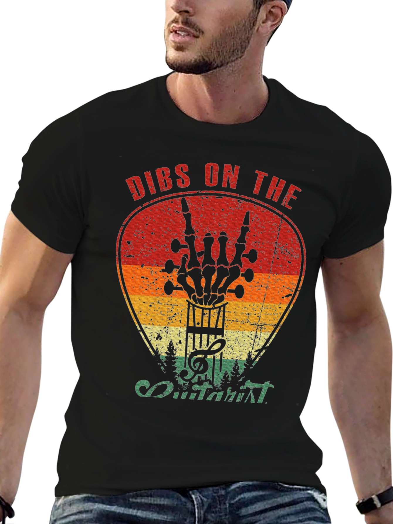 Dibs on the Guitarist Skeleton Hand Rock Music T-Shirt