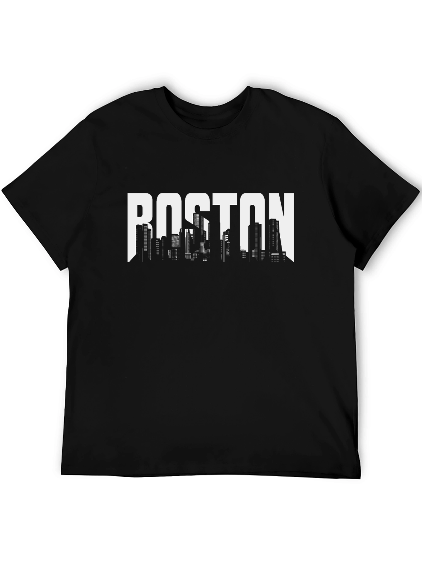 Boston Skyline Graphic Tee - Black Cotton Blend