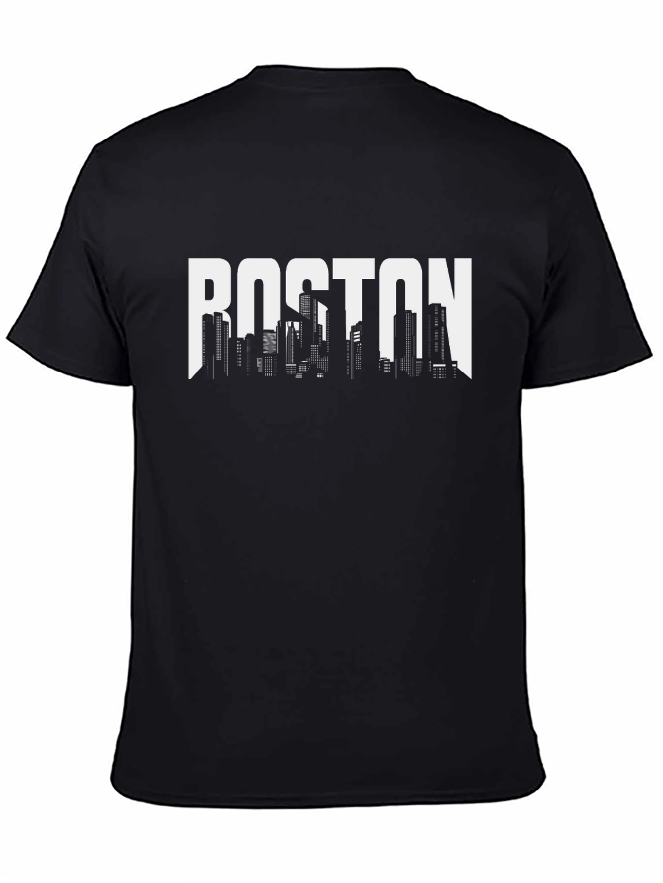 Boston Skyline Graphic Tee - Black Cotton Blend