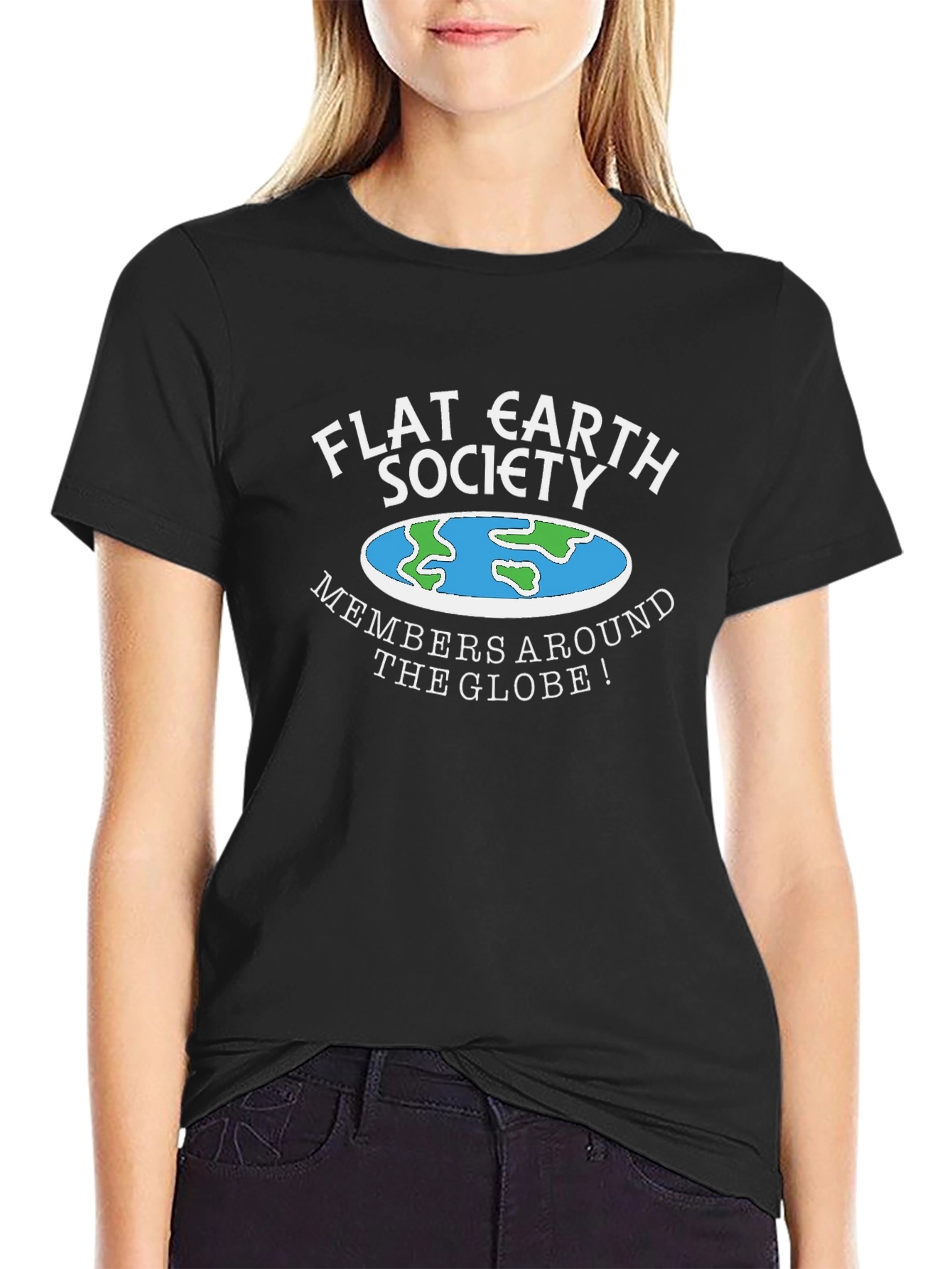 Flat Earth Society Graphic Tee - Black