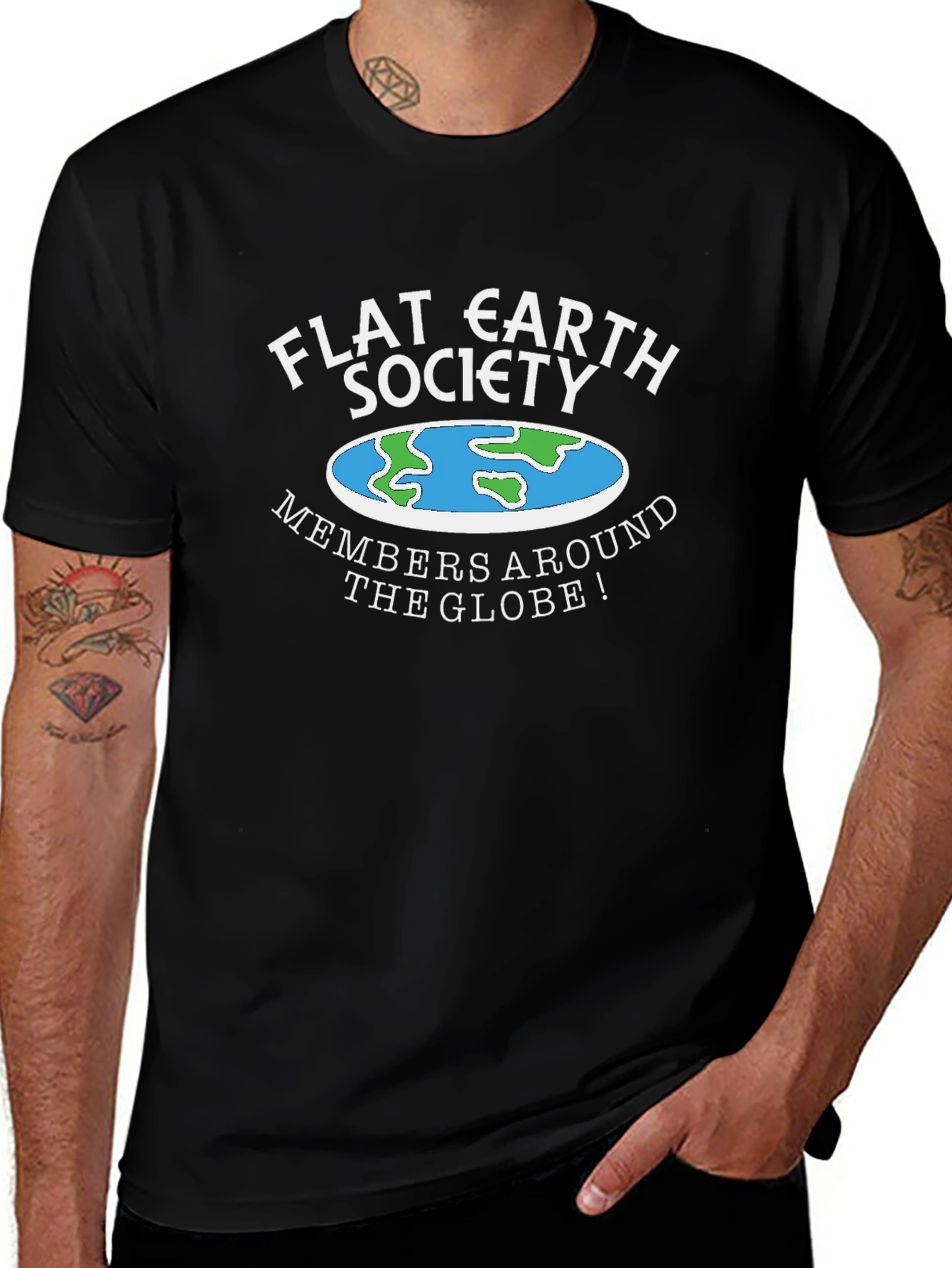 Flat Earth Society Graphic Tee - Black