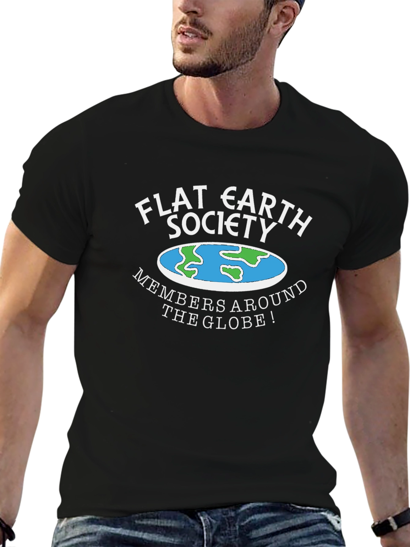 Flat Earth Society Graphic Tee - Black