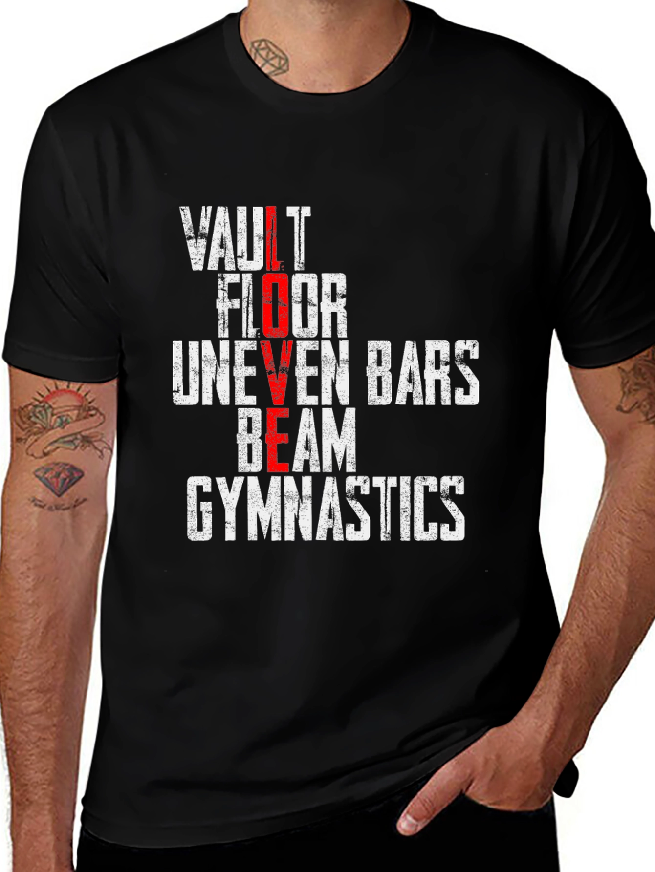 Gymnastics LOVE T-Shirt - Vault Floor Beam Design