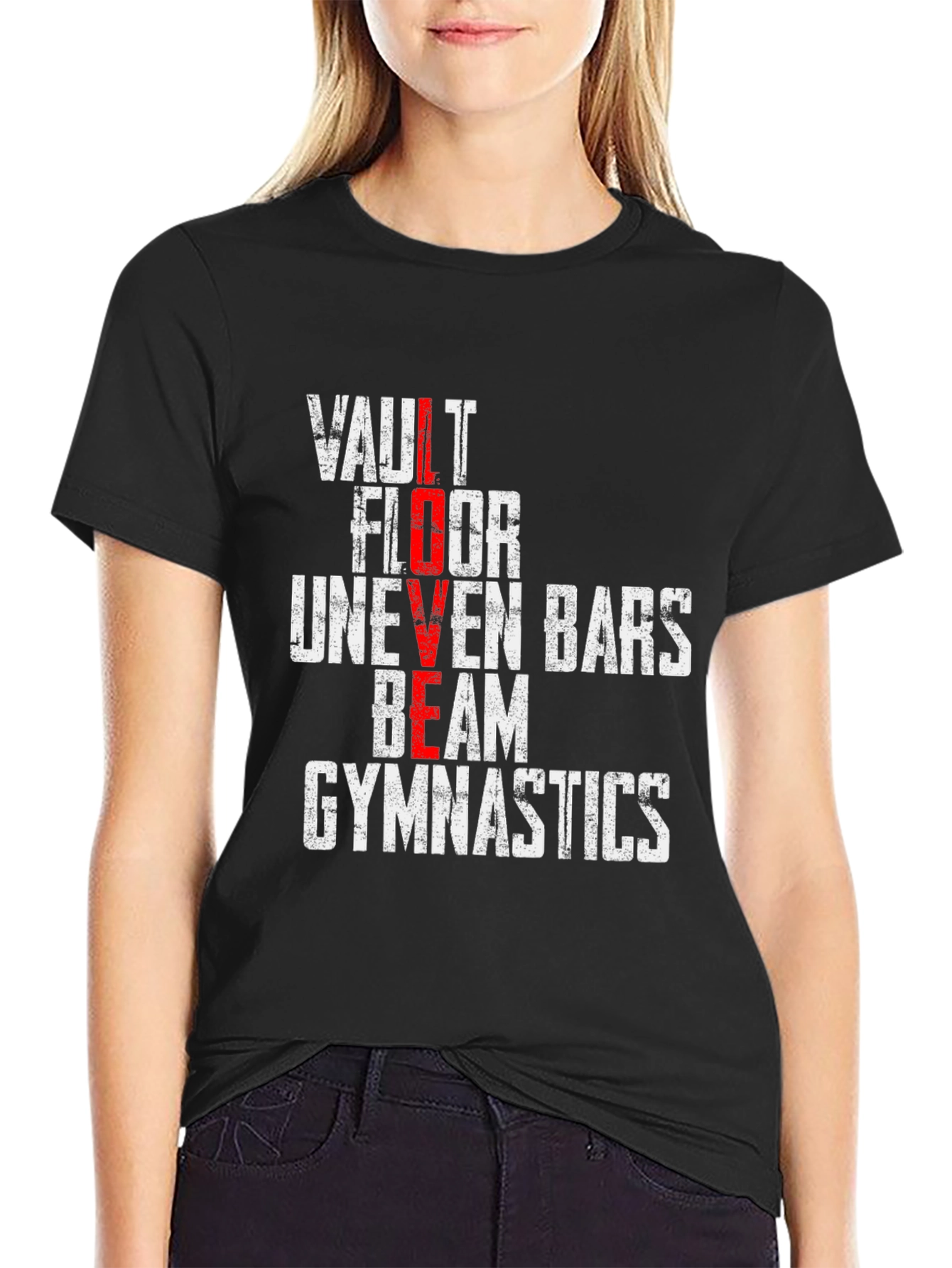 Gymnastics LOVE T-Shirt - Vault Floor Beam Design