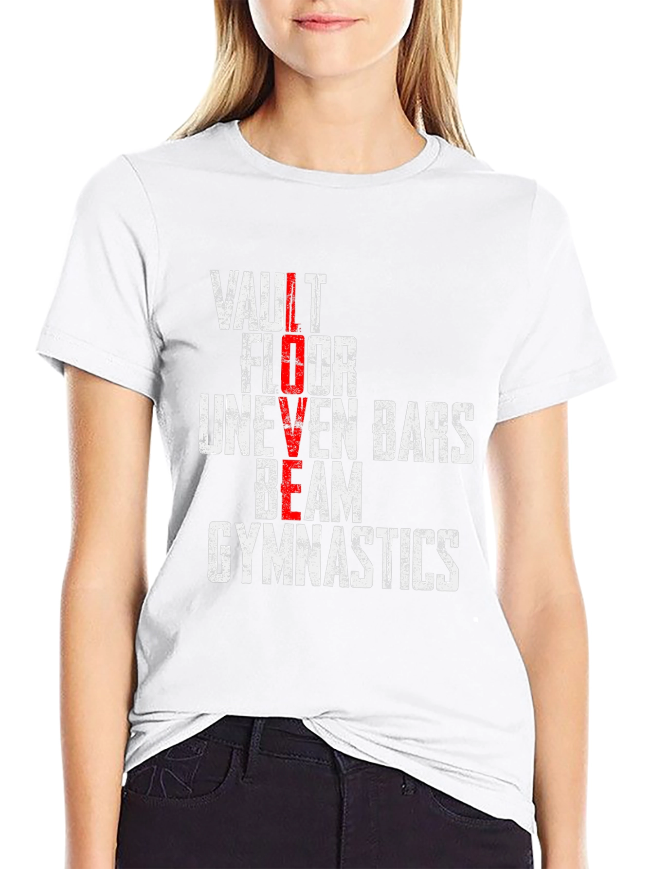 Gymnastics LOVE T-Shirt - Vault Floor Beam Design