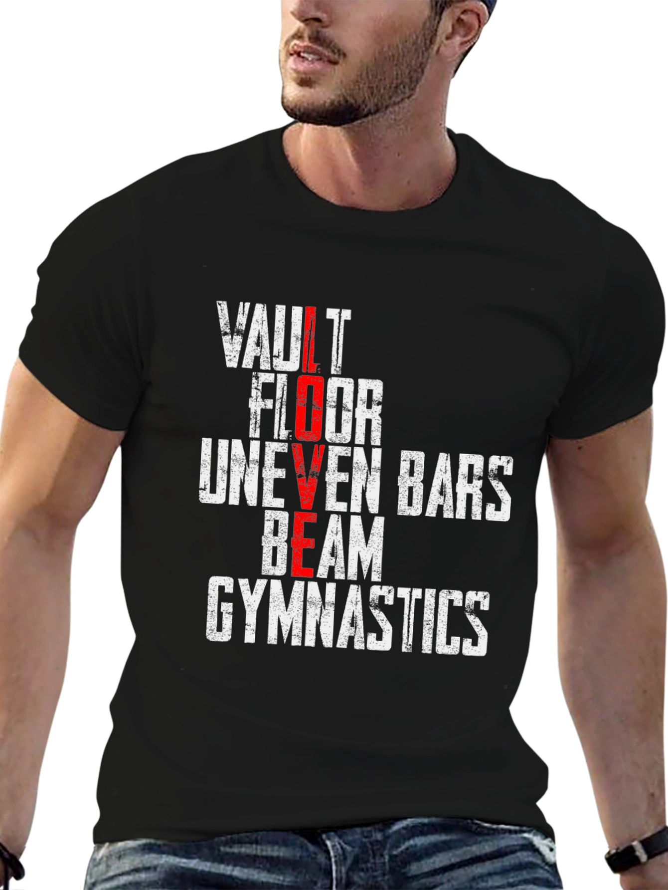 Gymnastics LOVE T-Shirt - Vault Floor Beam Design
