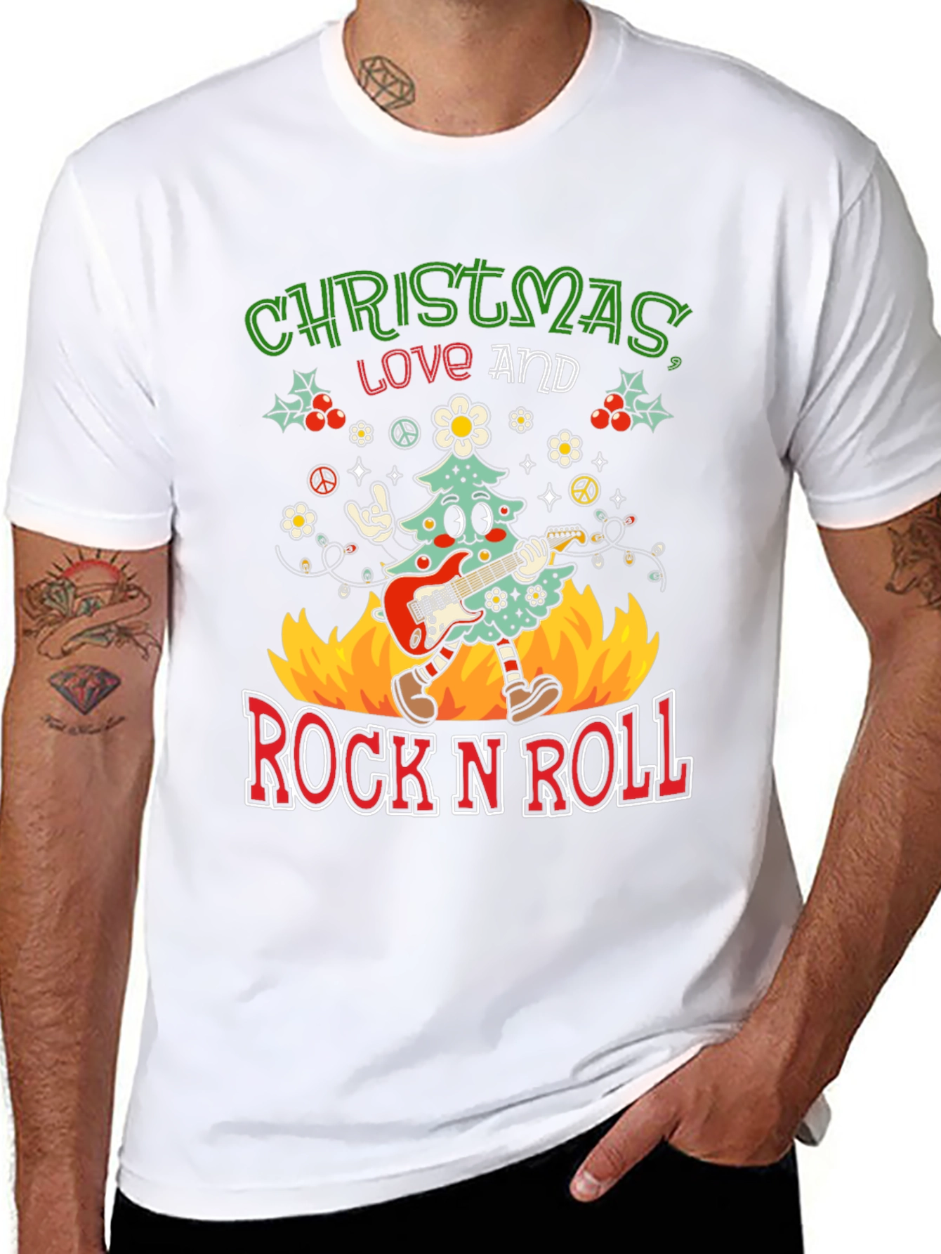 Christmas Love and Rock N Roll T-Shirt