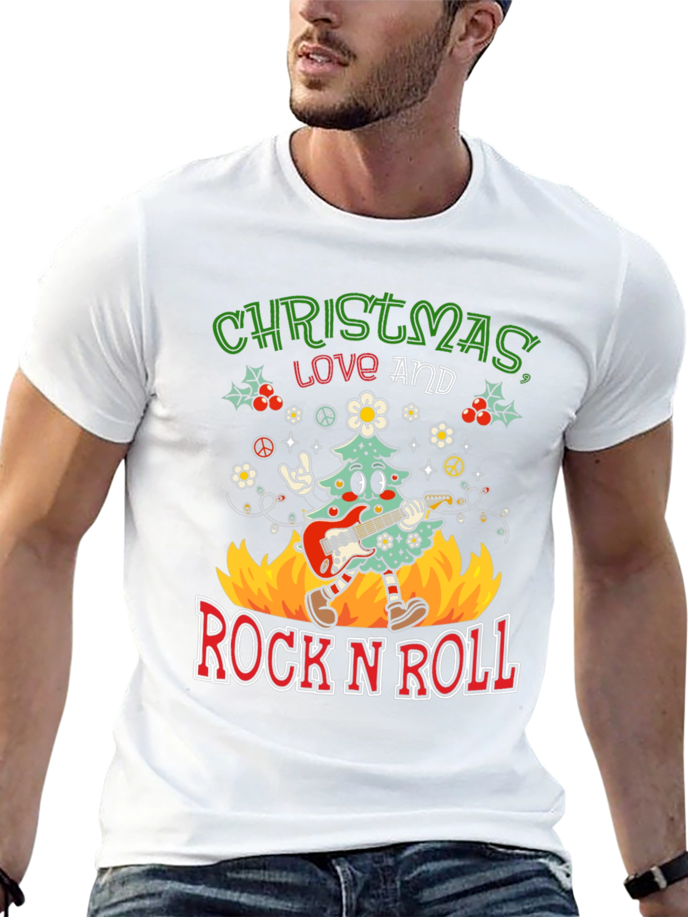 Christmas Love and Rock N Roll T-Shirt