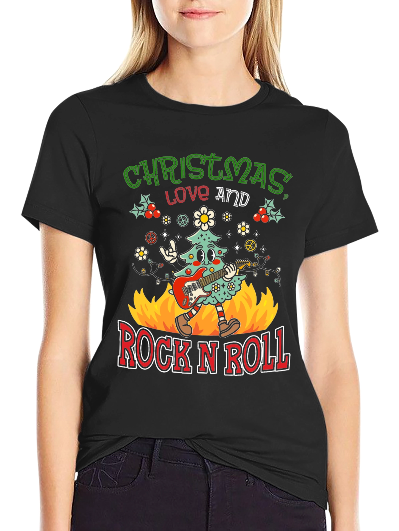 Christmas Love and Rock N Roll T-Shirt