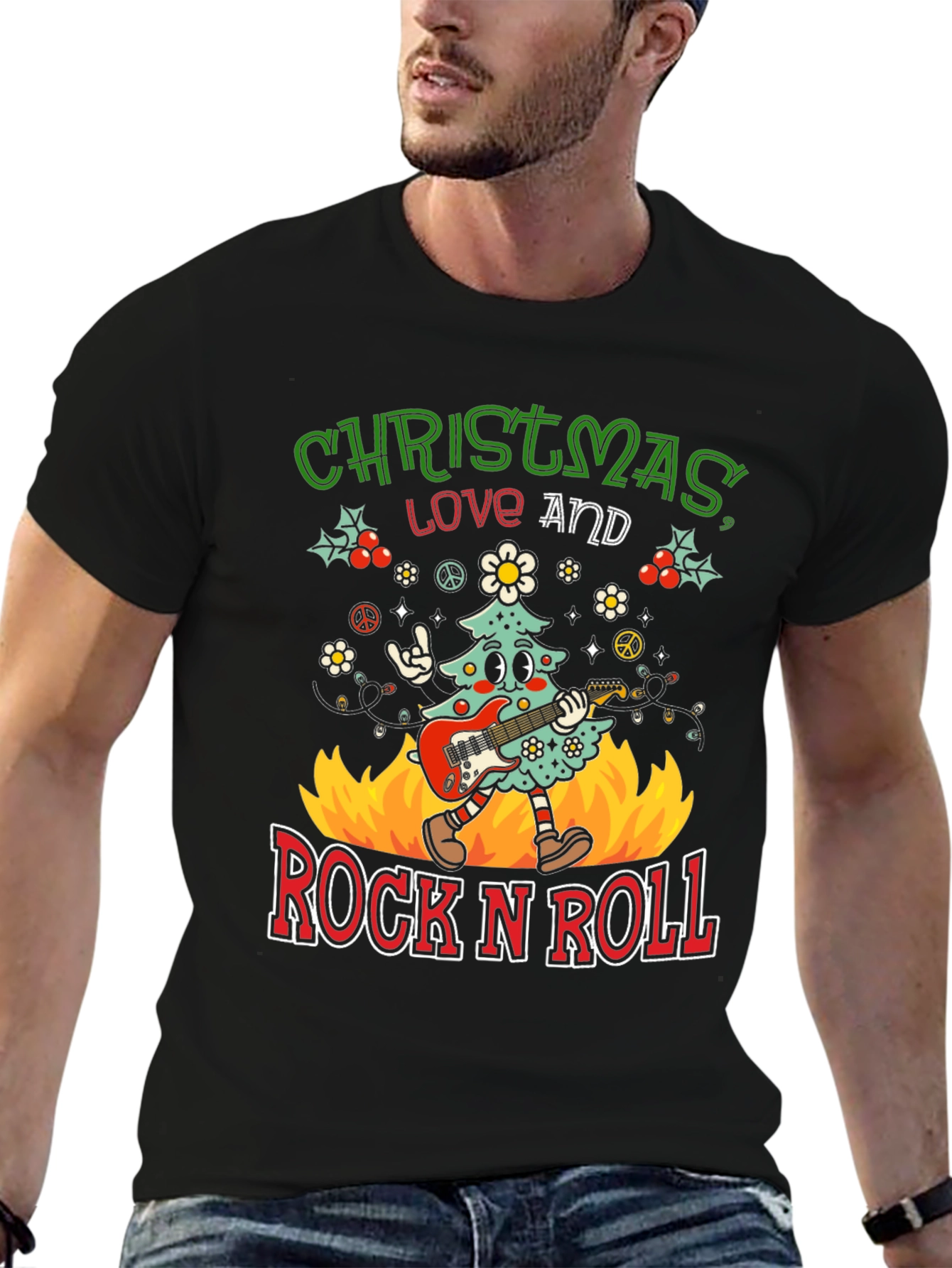 Christmas Love and Rock N Roll T-Shirt