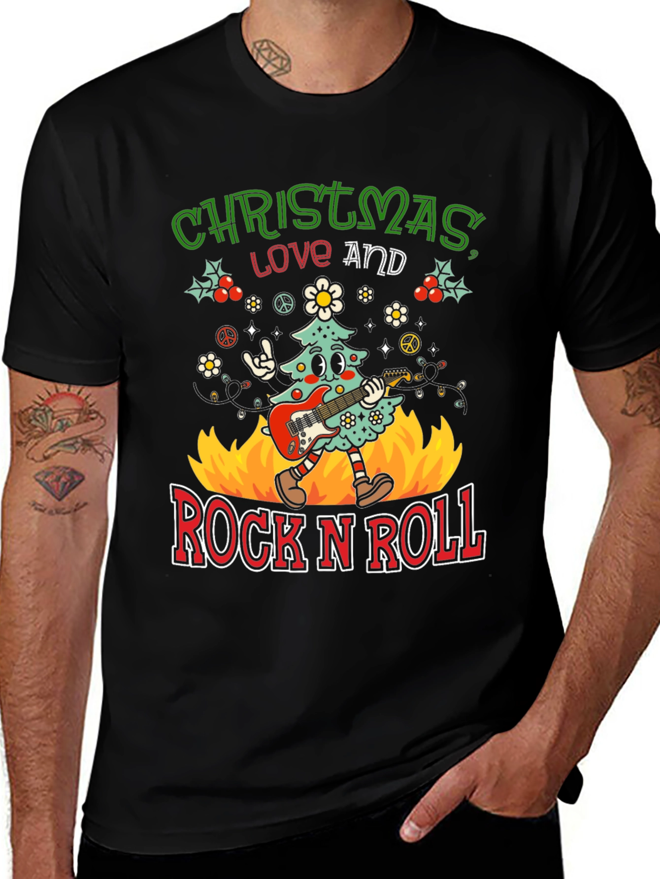 Christmas Love and Rock N Roll T-Shirt