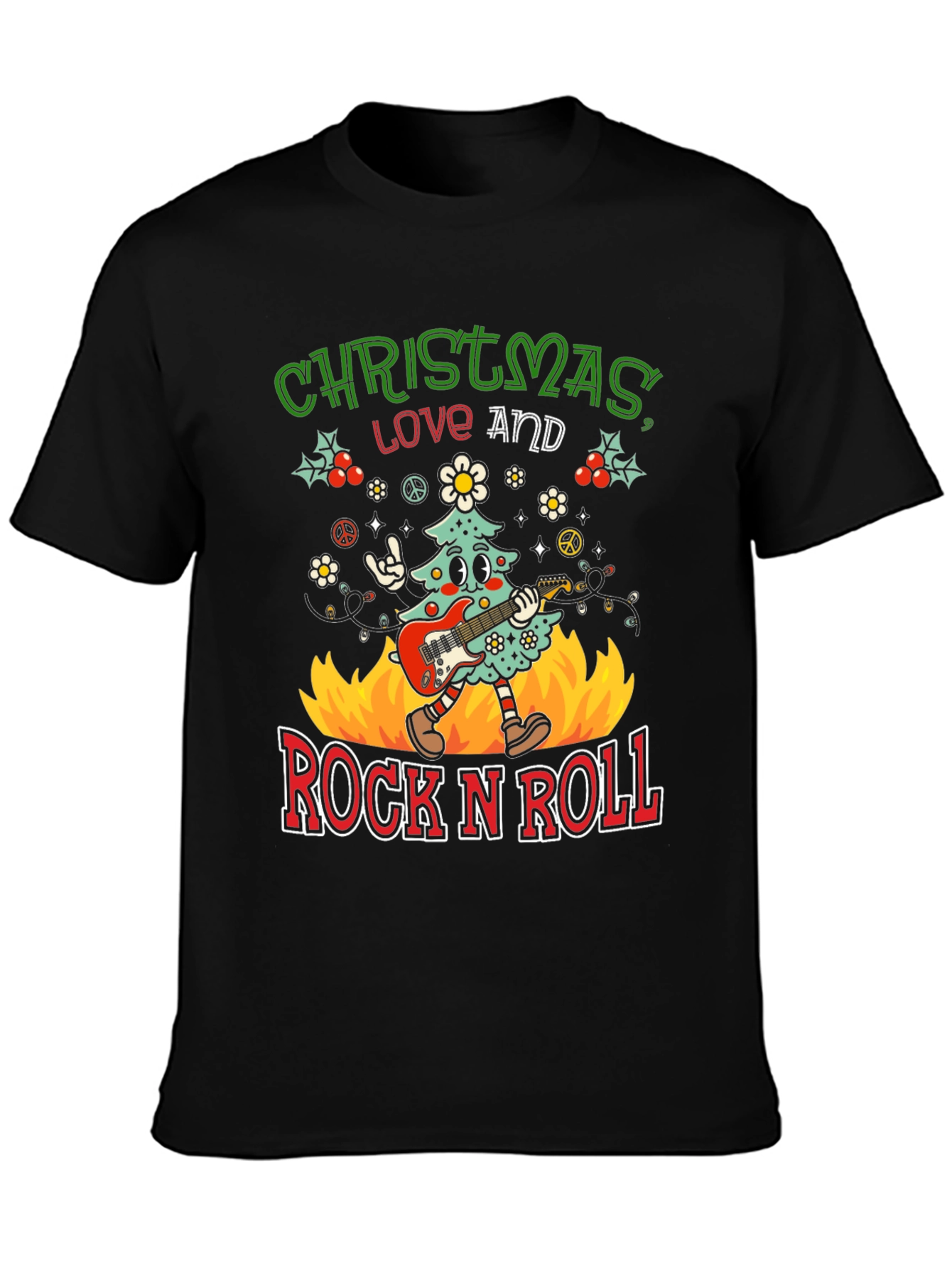 Christmas Love and Rock N Roll T-Shirt