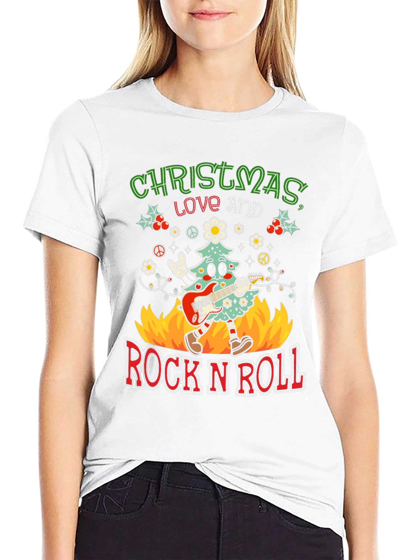 Christmas Love and Rock N Roll T-Shirt