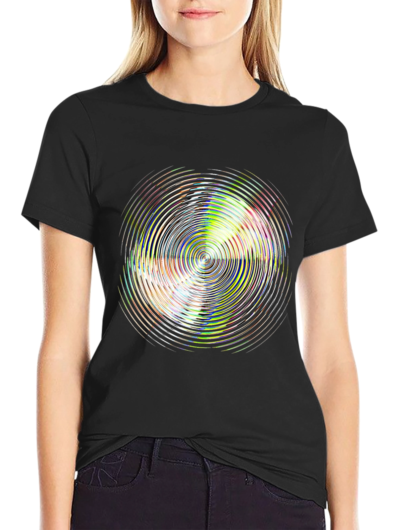 Abstract Circle Graphic Tee - Stylish Black T-Shirt