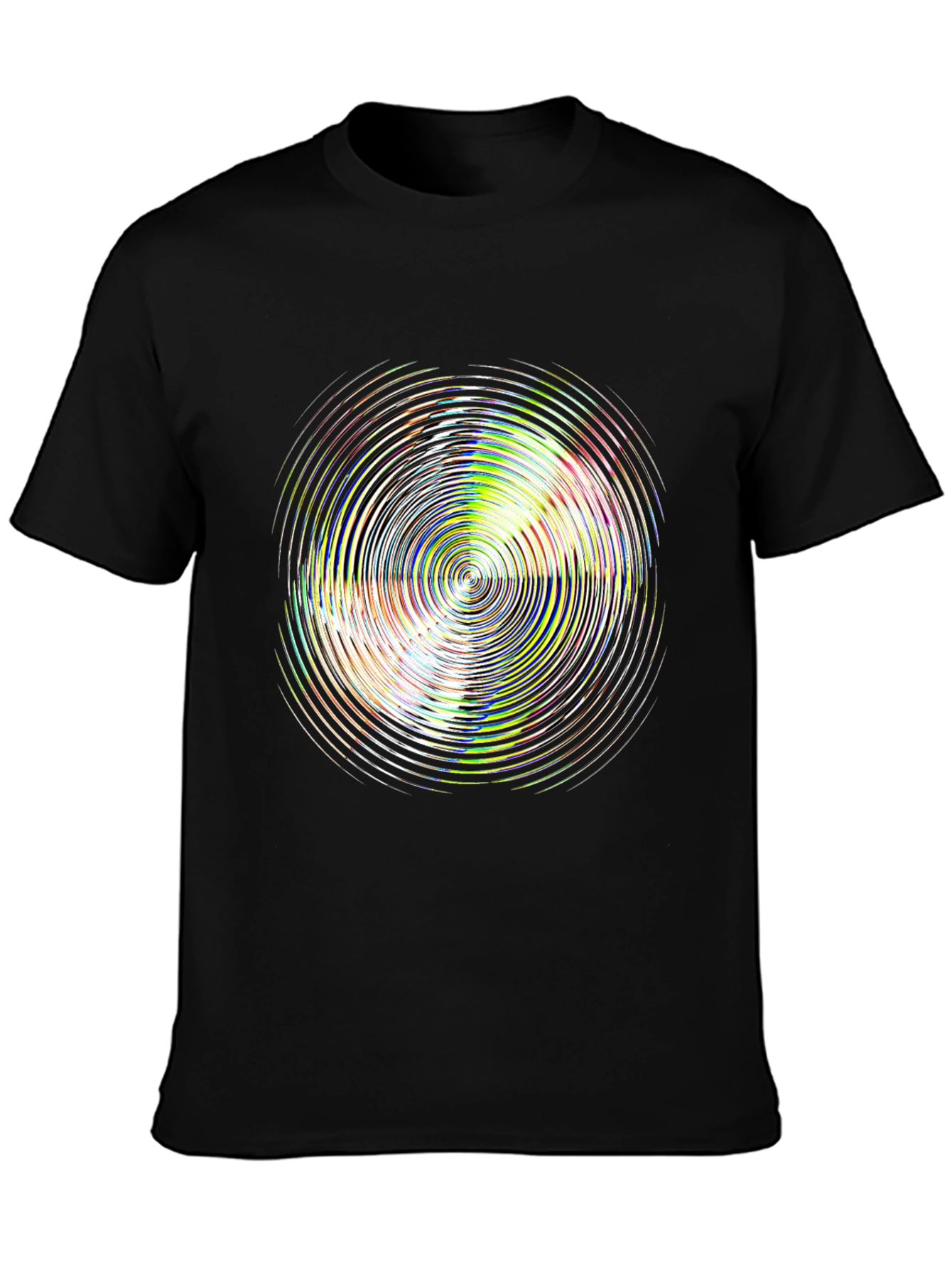 Abstract Circle Graphic Tee - Stylish Black T-Shirt