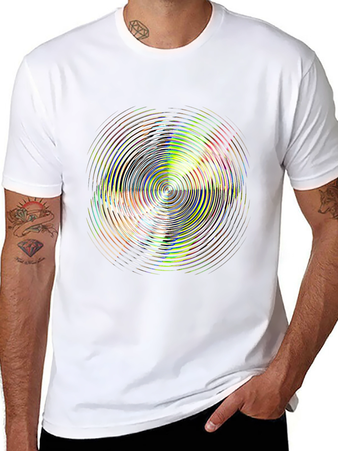 Abstract Circle Graphic Tee - Stylish Black T-Shirt