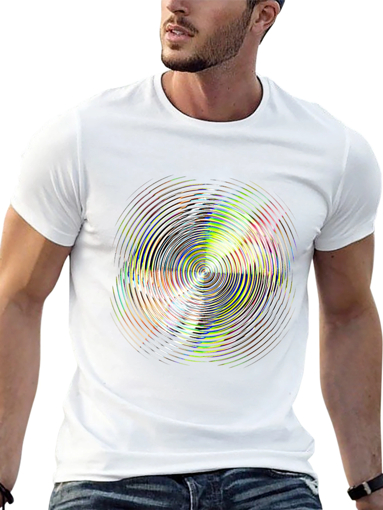 Abstract Circle Graphic Tee - Stylish Black T-Shirt