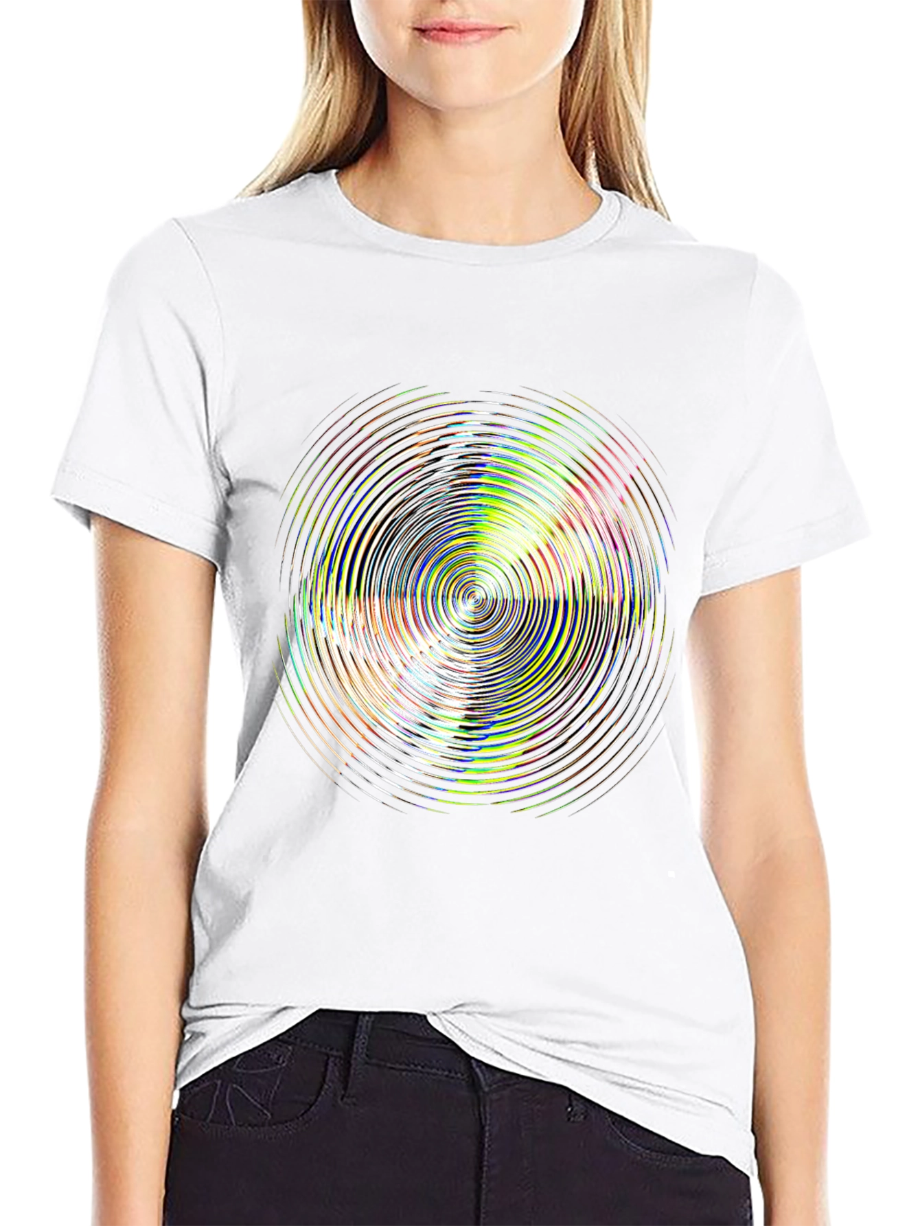 Abstract Circle Graphic Tee - Stylish Black T-Shirt