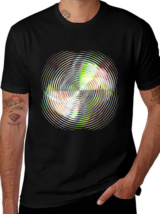 Abstract Circle Graphic Tee - Stylish Black T-Shirt