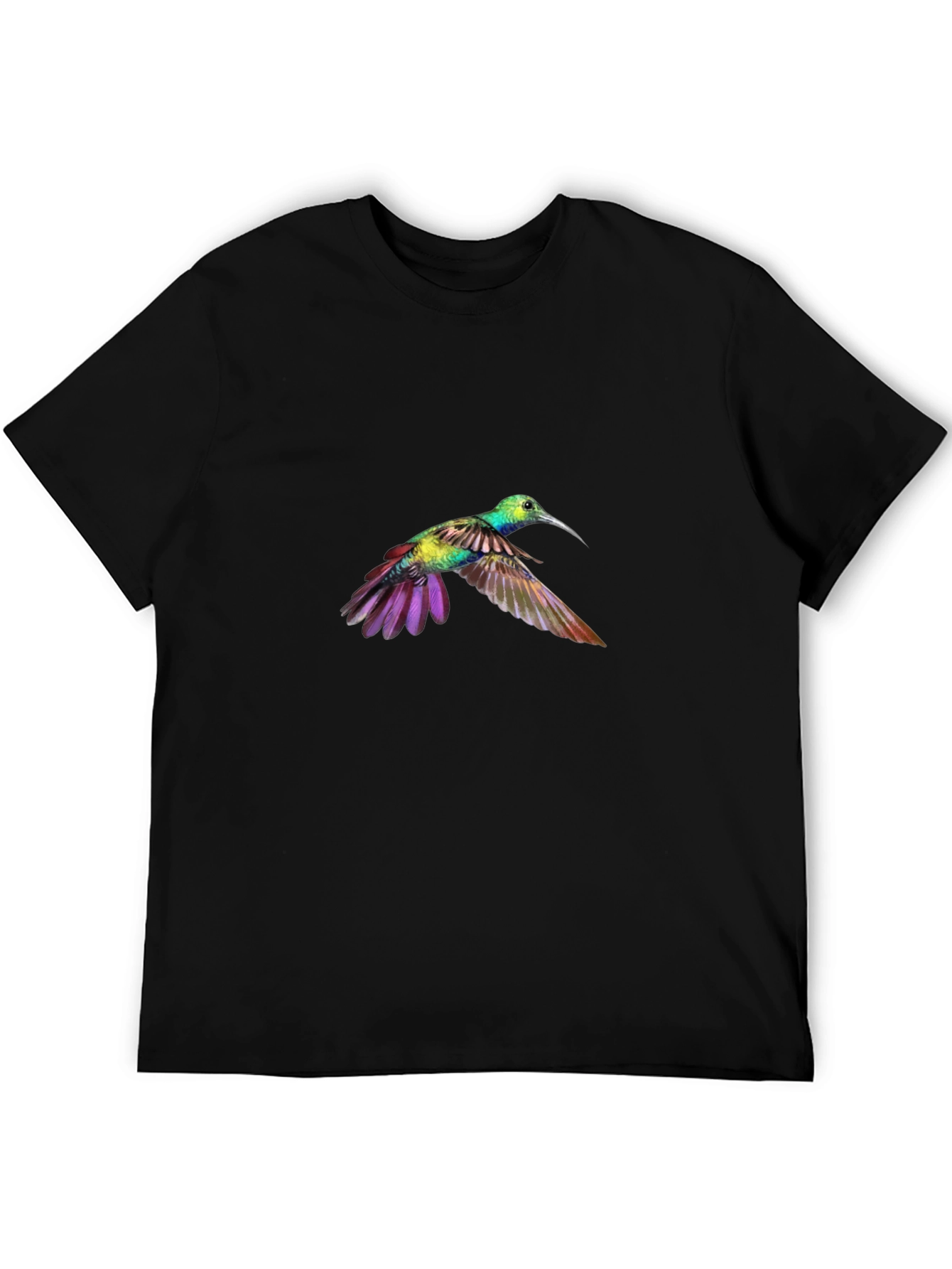 Hummingbird Graphic Tee - Black Cotton T-Shirt