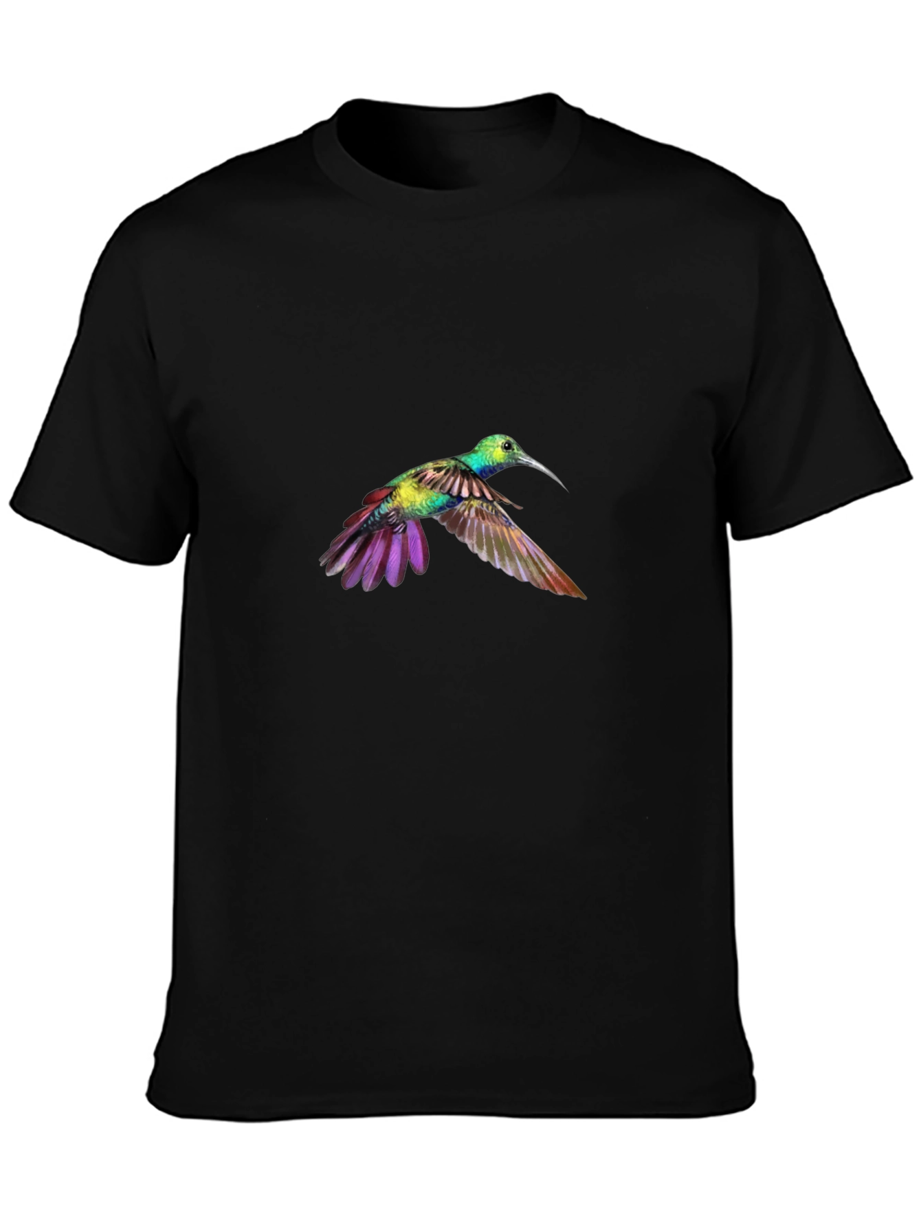 Hummingbird Graphic Tee - Black Cotton T-Shirt